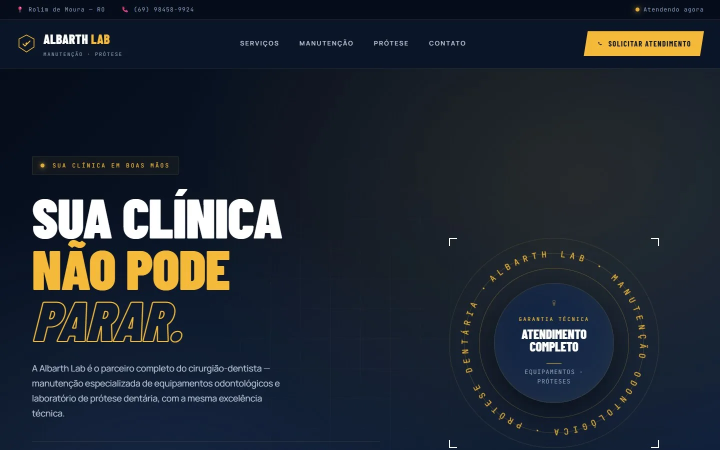 Top of the Albarth Lab website, in Portuguese